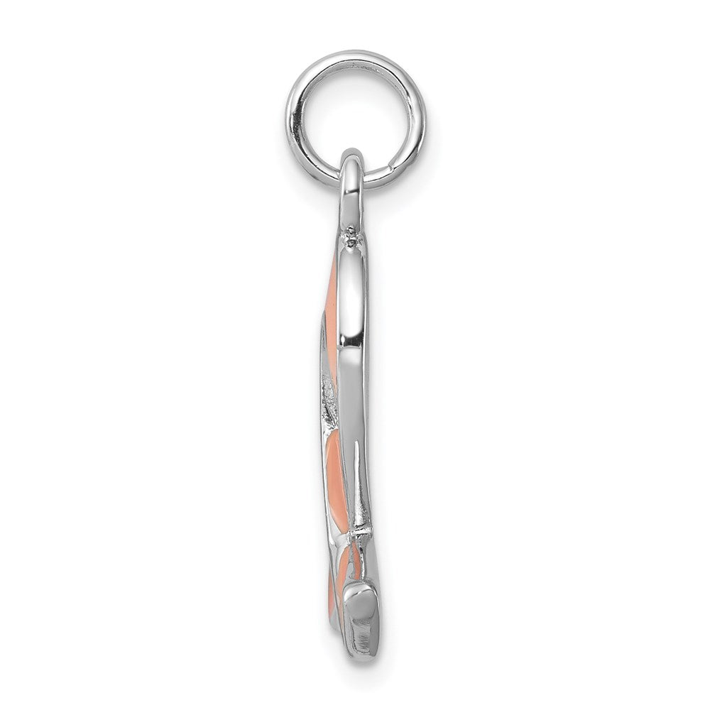 Sterling Silver Rhodium-platedEnamel Ribbon Charm - Product Photo