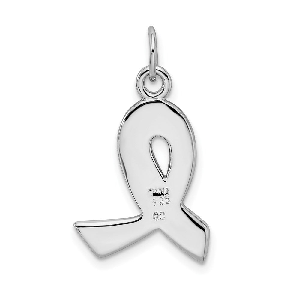 Sterling Silver Rhodium-platedEnamel Ribbon Charm - Product Photo