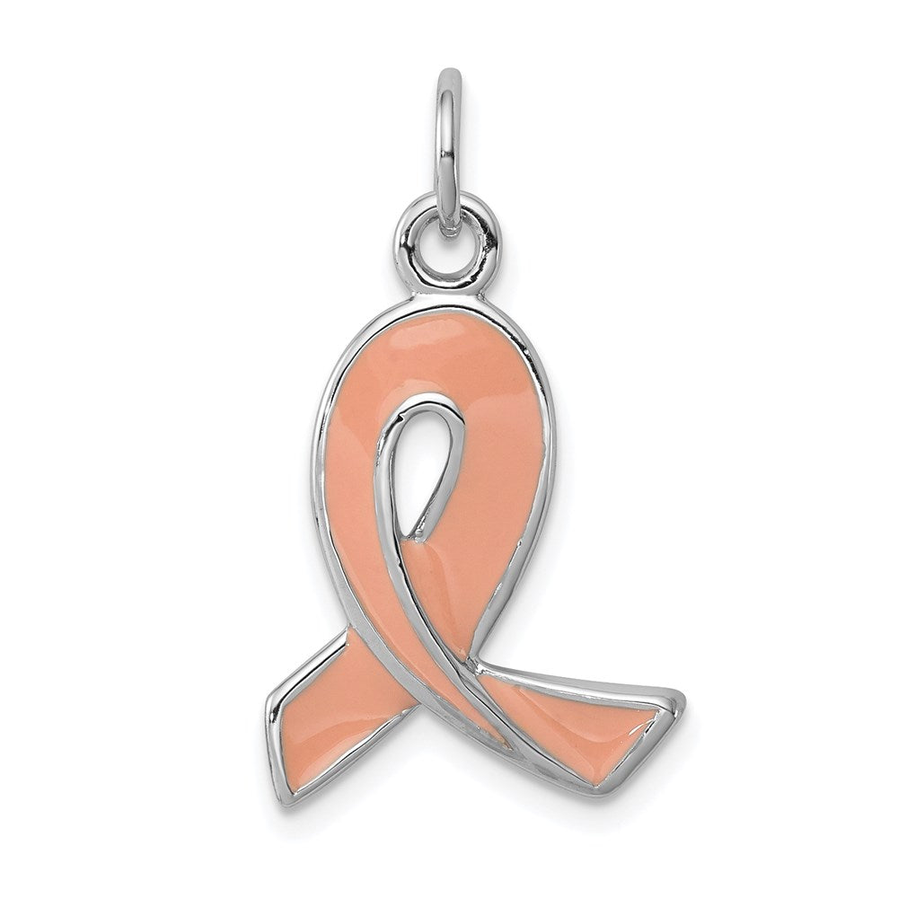 Sterling Silver Rhodium-platedEnamel Ribbon Charm - Product Photo