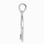 Sterling Silver Rhodium-plated Amethyst Happy Birthday Pendant - Product Photo