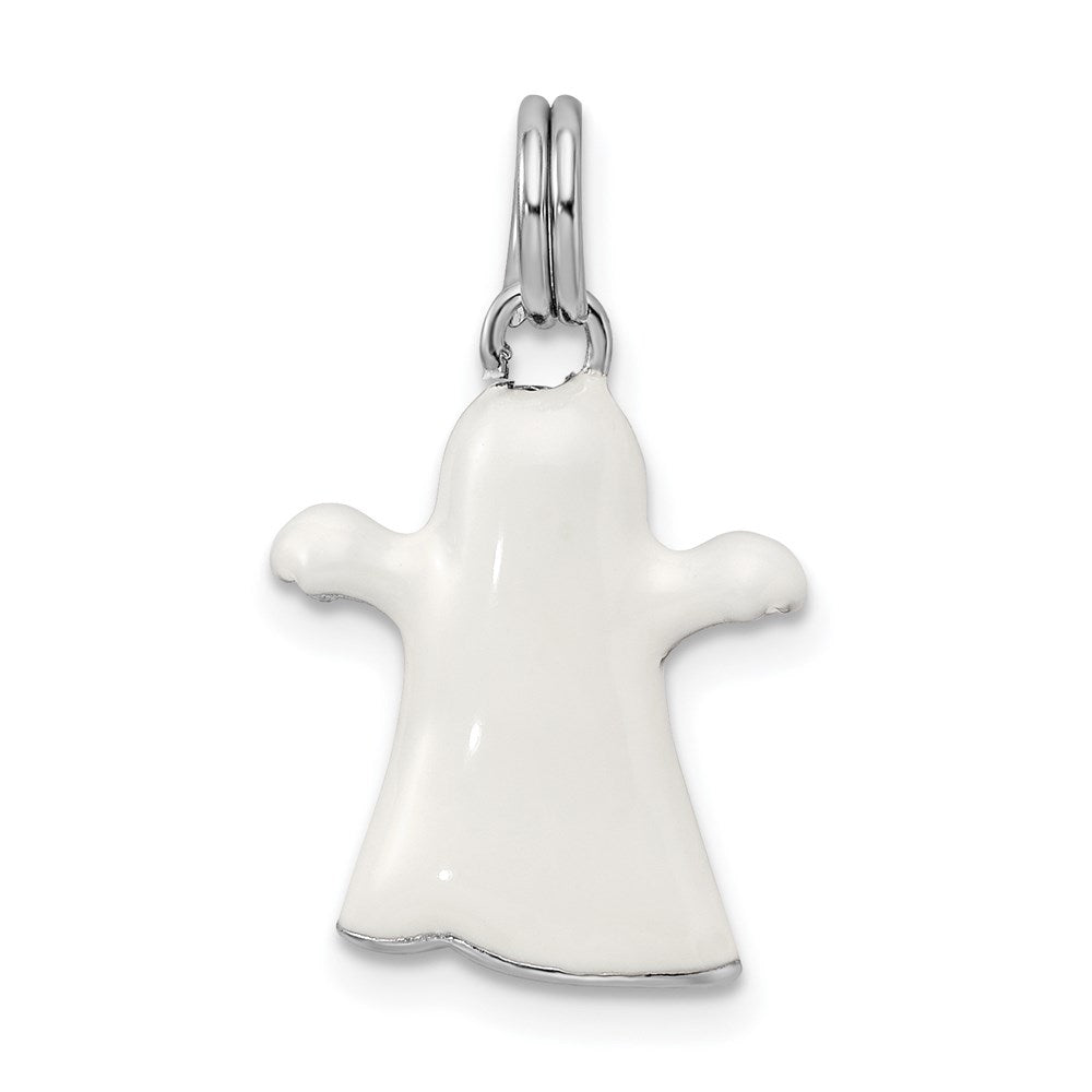 Sterling Silver Rhodium-platedWhite Enamel Ghost Charm - Product Photo