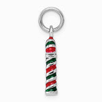 Sterling Silver Rhodium-plated Enamel Candy Cane Charm - Product Photo