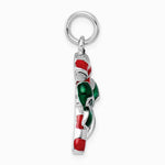 Sterling Silver Rhodium-platedEnamel Candy Cane Charm - Product Photo