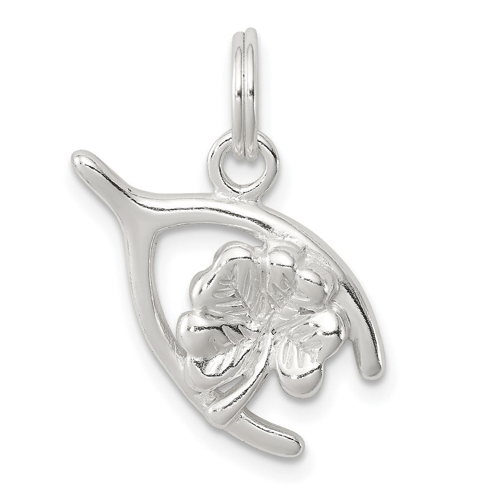 Sterling Silver Four Leaf Clover & Wishbone - Product Photo