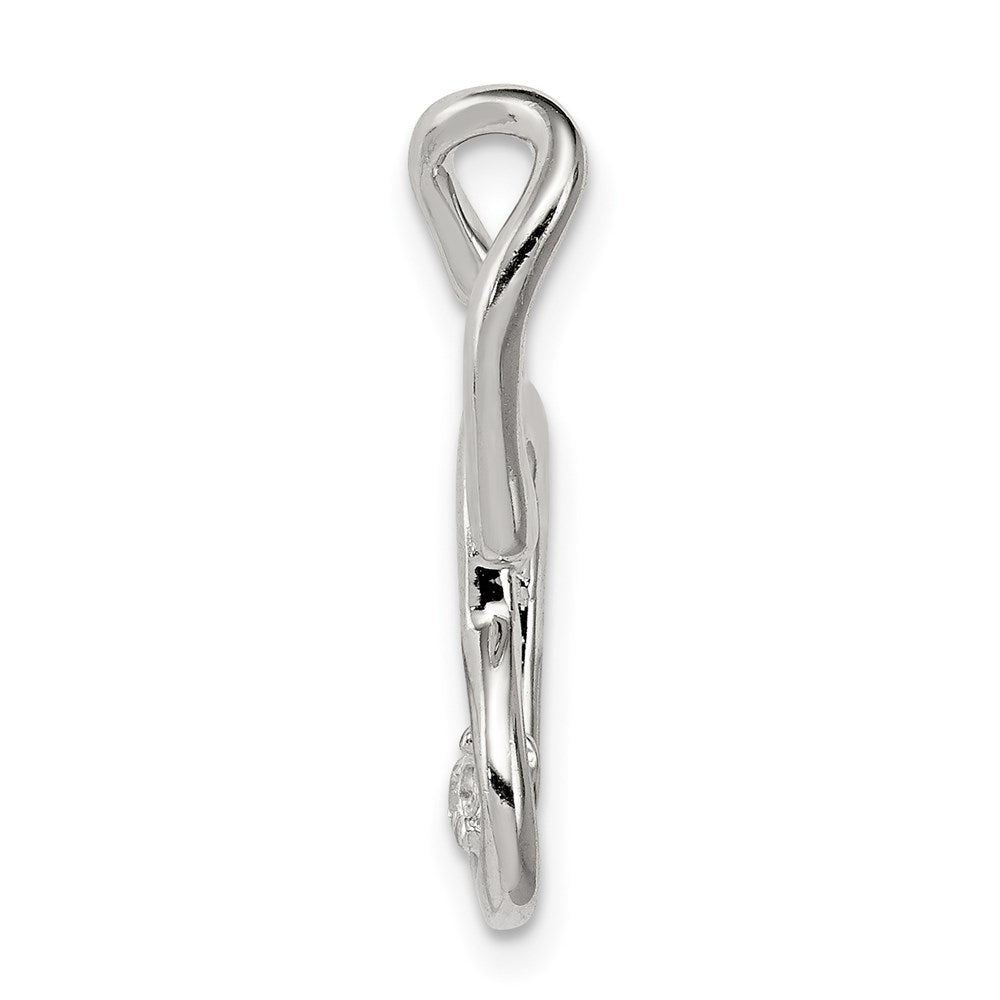 Sterling Silver Rhodium-plated CZ Hearts Pendant - Product Photo