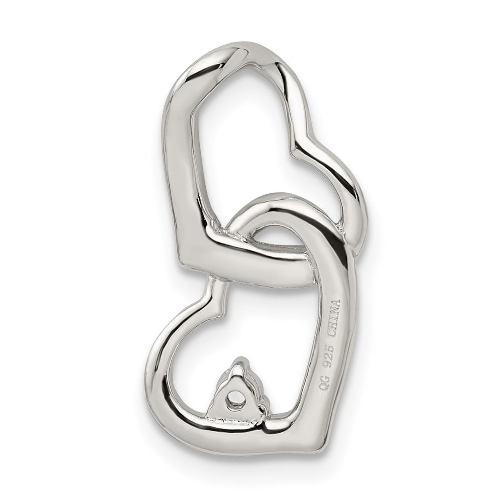 Sterling Silver Rhodium-plated CZ Hearts Pendant - Product Photo