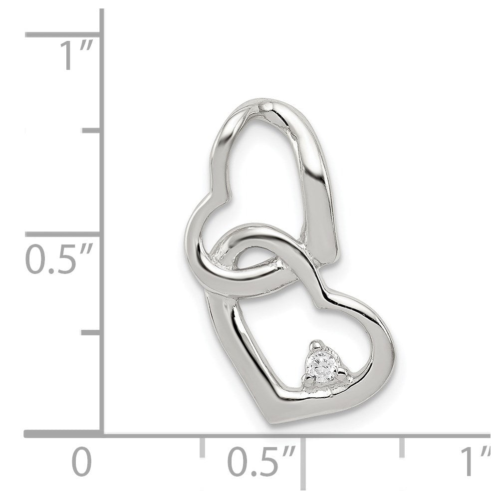 Sterling Silver Rhodium-plated CZ Hearts Pendant - Product Photo
