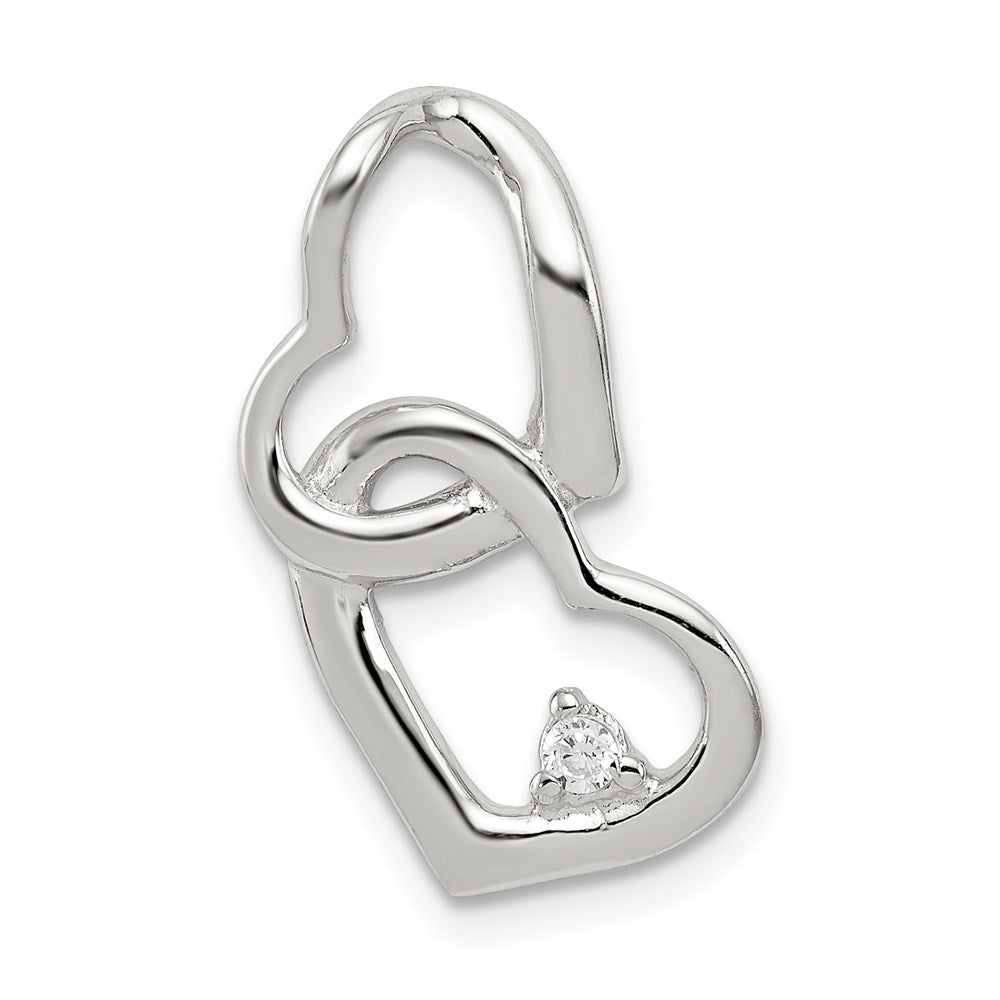Sterling Silver Rhodium-plated CZ Hearts Pendant - Product Photo