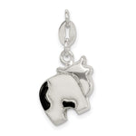 Sterling Silver Enameled Cow Charm - Product Photo