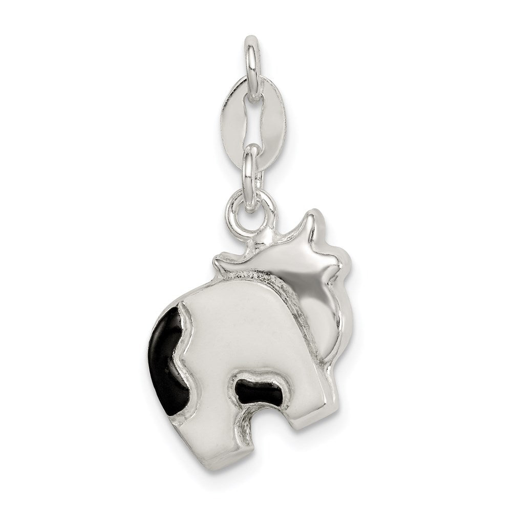 Sterling Silver Enameled Cow Charm - Product Photo