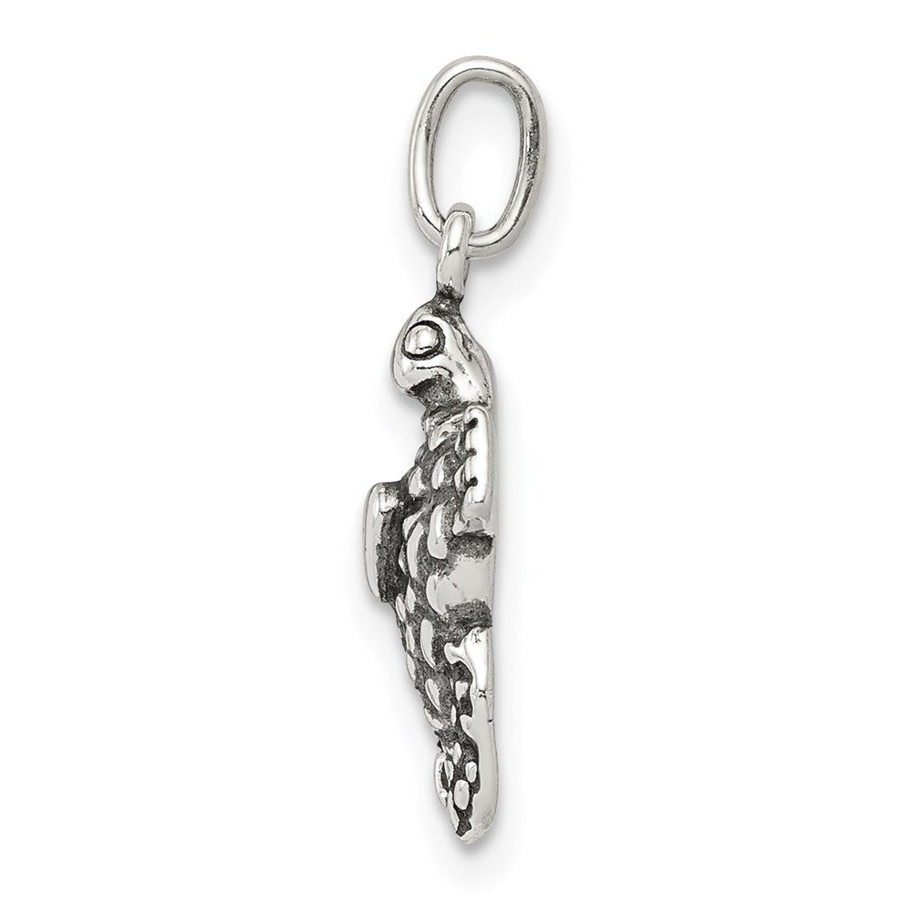 Sterling Silver Antiqued Sea Turtle Charm - Product Photo