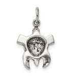 Sterling Silver Antiqued Sea Turtle Charm - Product Photo