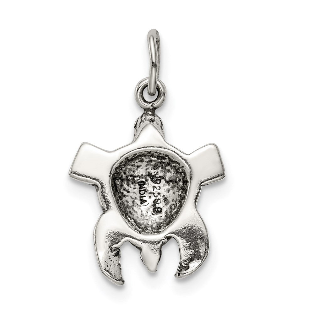 Sterling Silver Antiqued Sea Turtle Charm - Product Photo