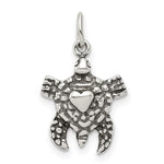 Sterling Silver Antiqued Sea Turtle Charm - Product Photo