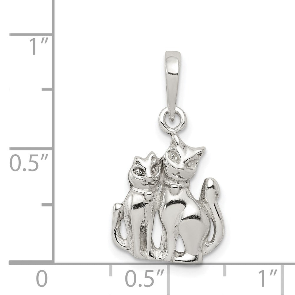 Sterling Silver Cats Pendant - Product Photo