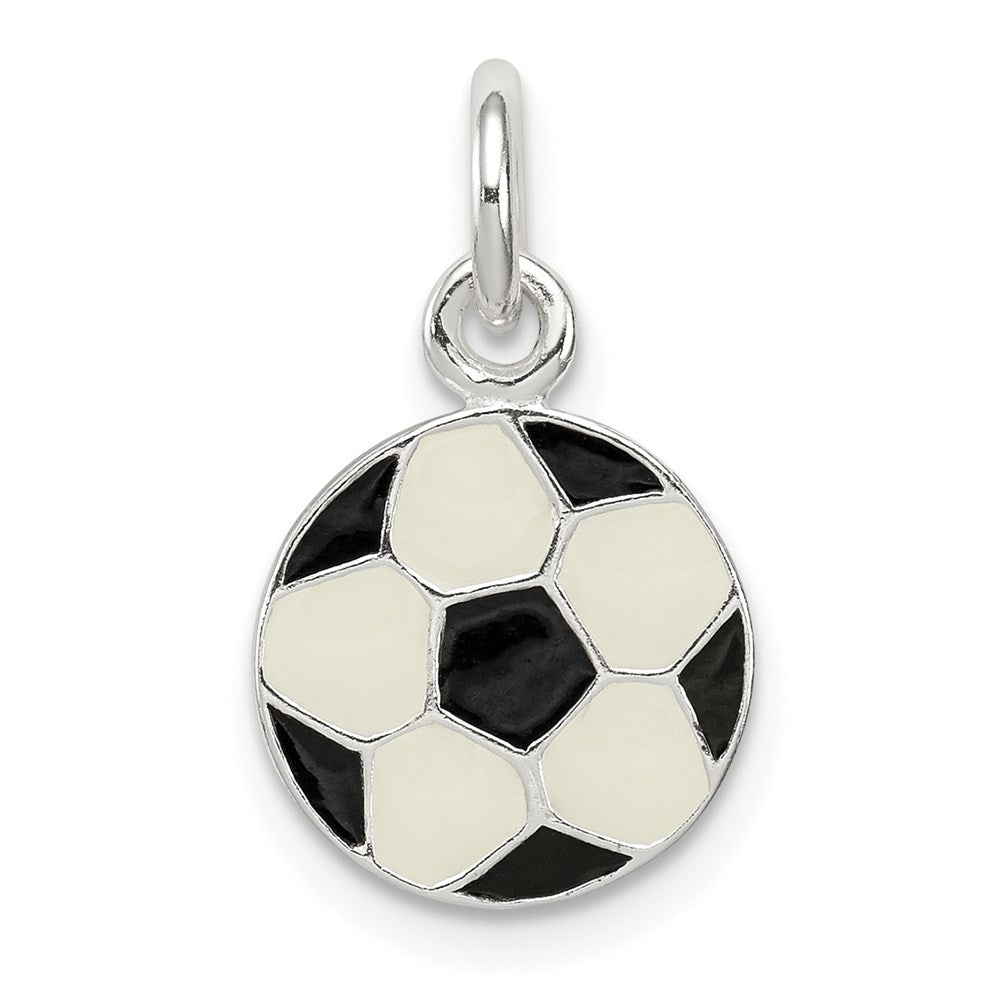 Sterling Silver Enameled Soccer Ball Charm - Product Photo