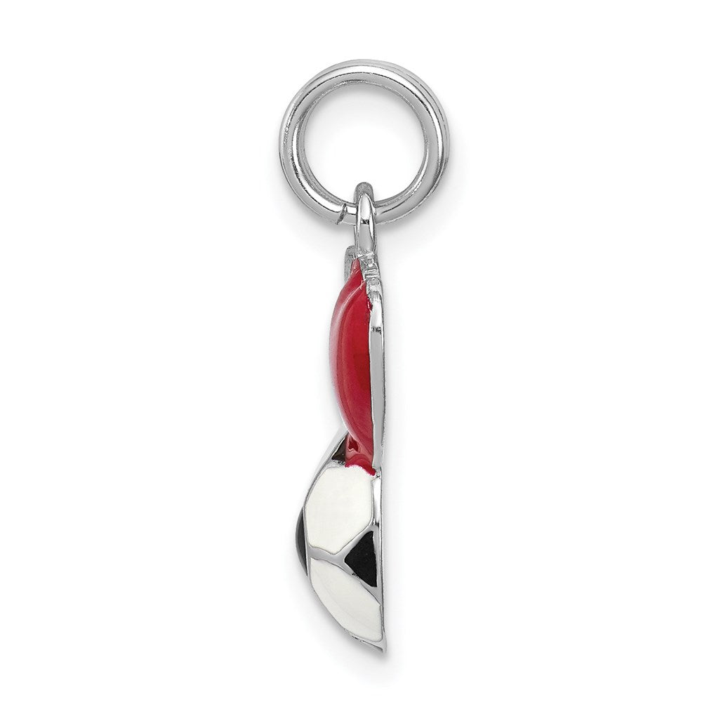 Sterling Silver Rhodium-platedEnamel I Heart Soccer Ball Charm - Product Photo