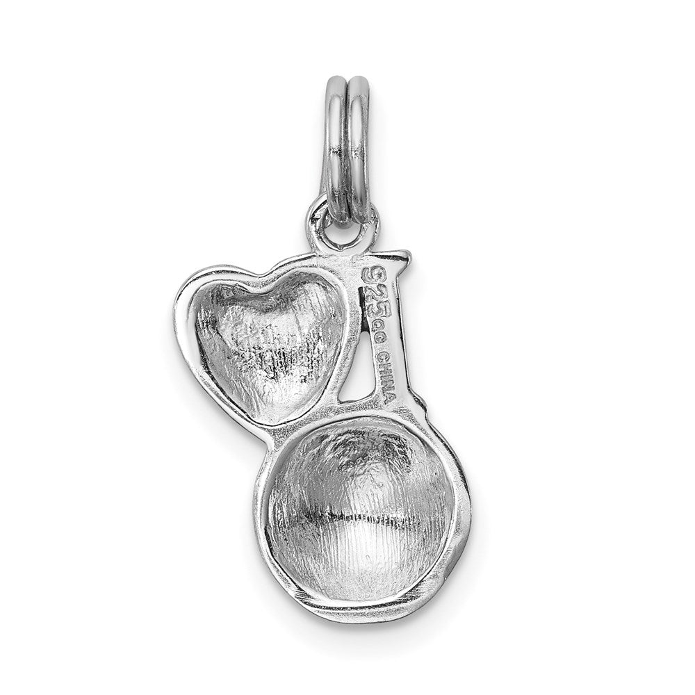 Sterling Silver Rhodium-platedEnamel I Heart Soccer Ball Charm - Product Photo