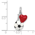 Sterling Silver Rhodium-platedEnamel I Heart Soccer Ball Charm - Product Photo