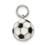 Sterling Silver Rhodium-plated and Enameled Soccer Ball Charm - Product Photo