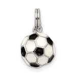 Sterling Silver Rhodium-plated and Enameled Soccer Ball Charm - Product Photo