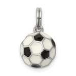 Sterling Silver Rhodium-plated and Enameled Soccer Ball Charm - Product Photo