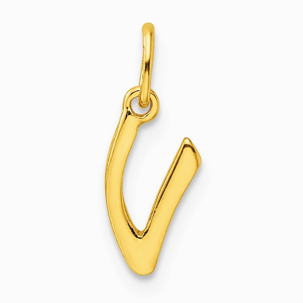 Sterling Silver Gold-tone Polished Letter V Initial Charm - Product Photo
