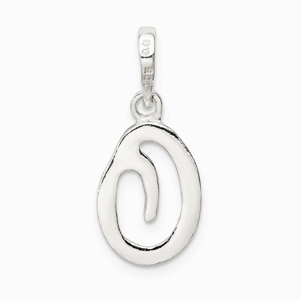 Sterling Silver Letter O Initial Pendant - Product Photo