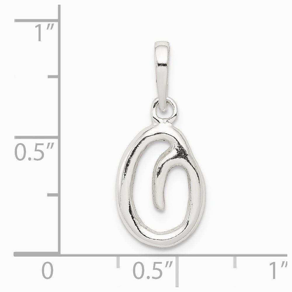 Sterling Silver Letter O Initial Pendant - Product Photo