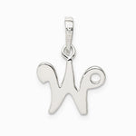 Sterling Silver Letter W Initial Pendant - Product Photo