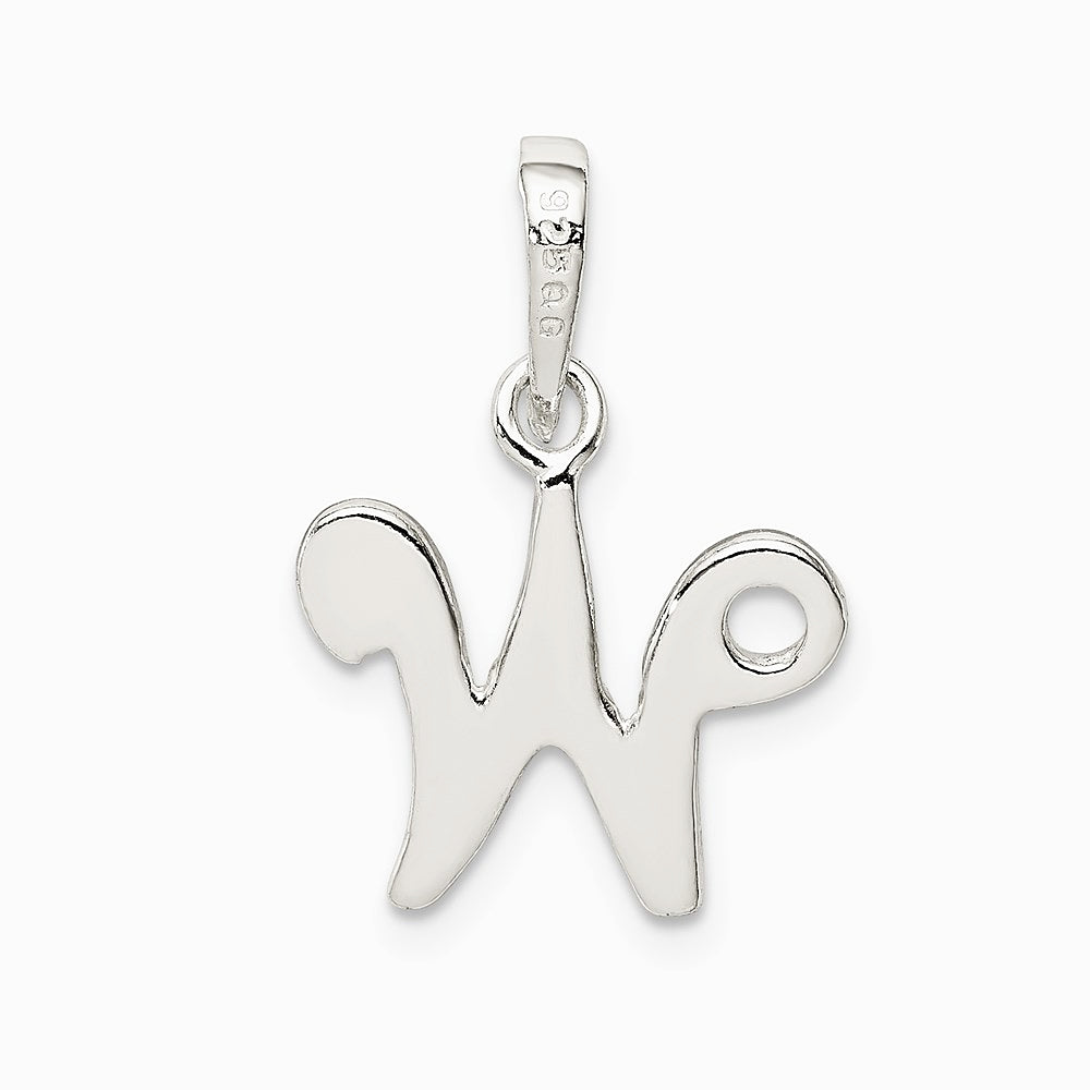 Sterling Silver Letter W Initial Pendant - Product Photo
