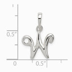 Sterling Silver Letter W Initial Pendant - Product Photo