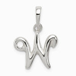 Sterling Silver Letter W Initial Pendant - Product Photo