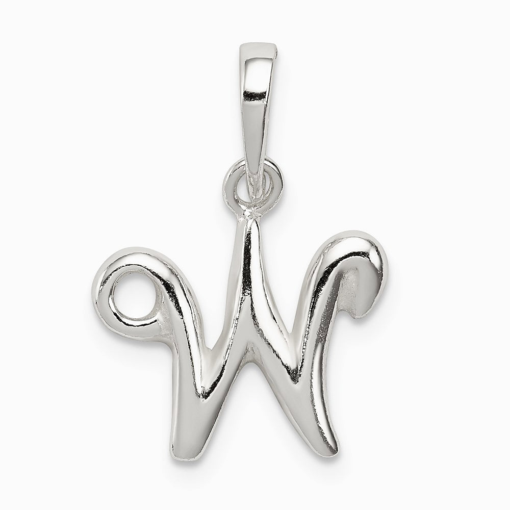 Sterling Silver Letter W Initial Pendant