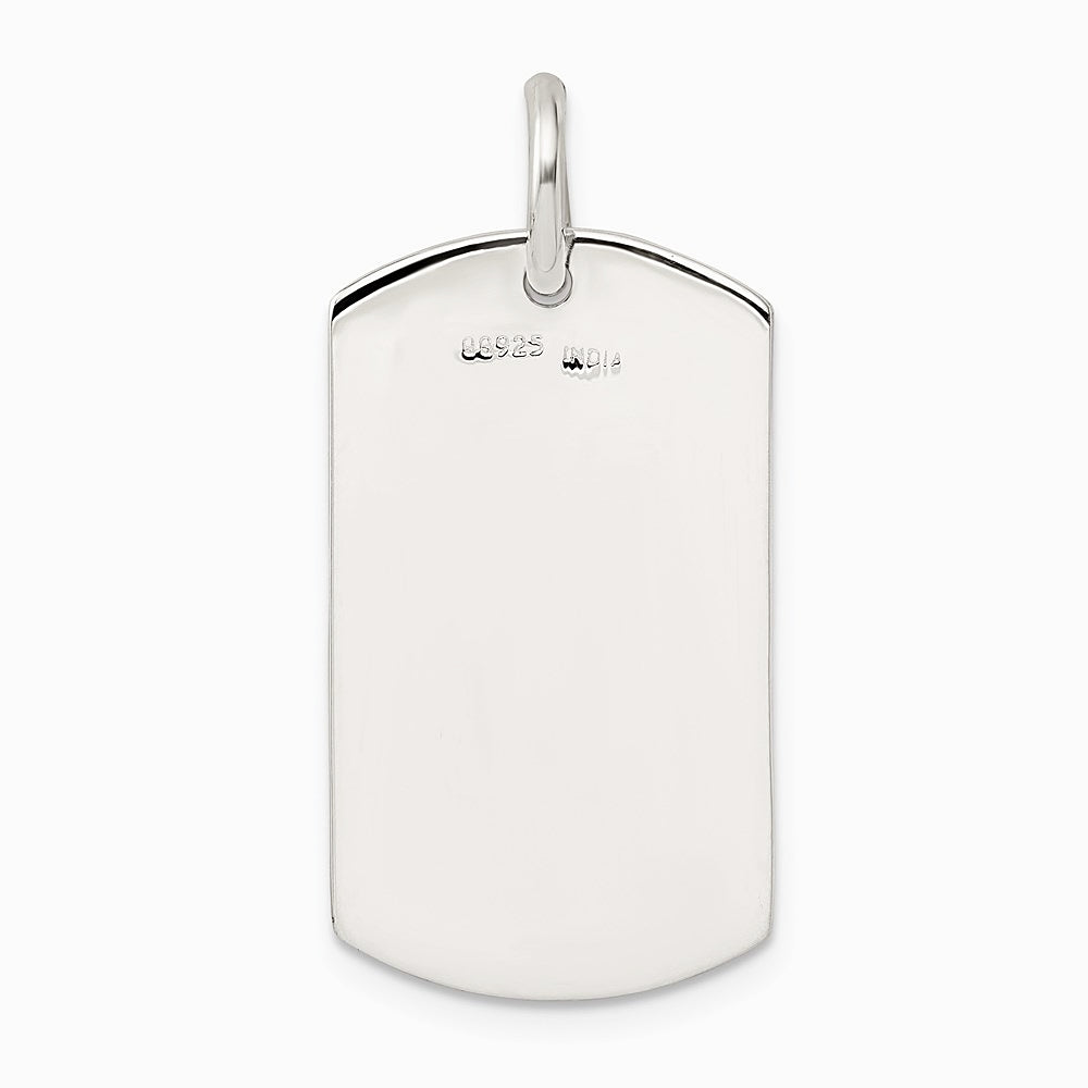 Sterling Silver Polished Dog Tag Pendant - Product Photo