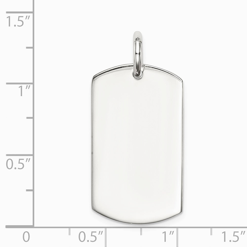 Sterling Silver Polished Dog Tag Pendant - Product Photo
