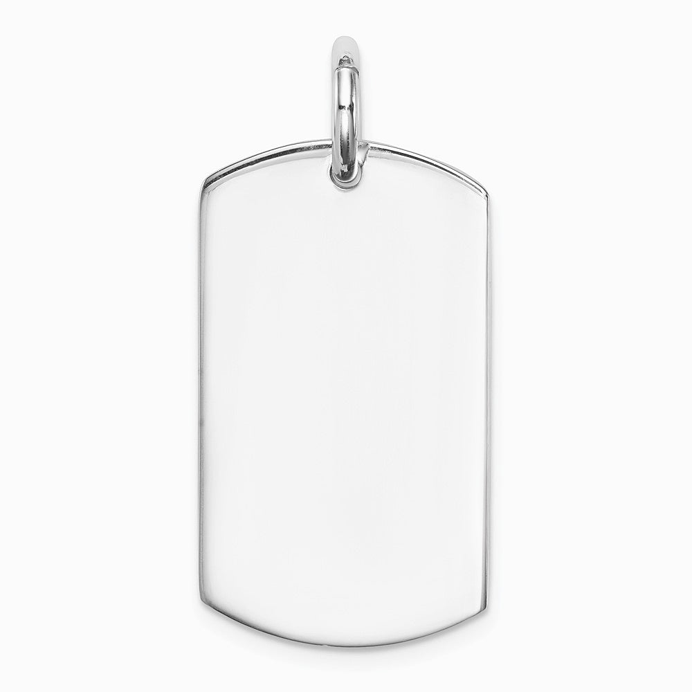 Sterling Silver Polished Dog Tag Pendant - Product Photo