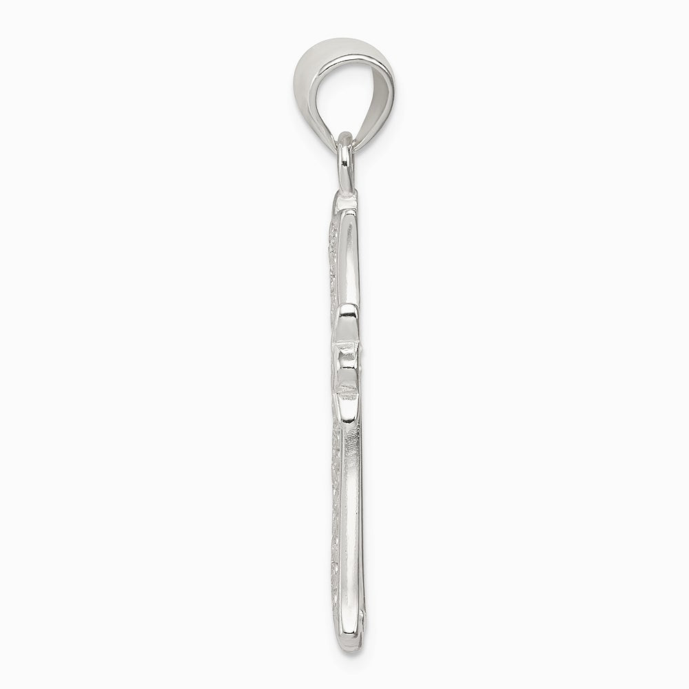 Sterling Silver Rhodium-plated Polished Filigree Cross Pendant - Product Photo