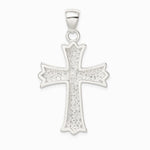 Sterling Silver Rhodium-plated Polished Filigree Cross Pendant - Product Photo