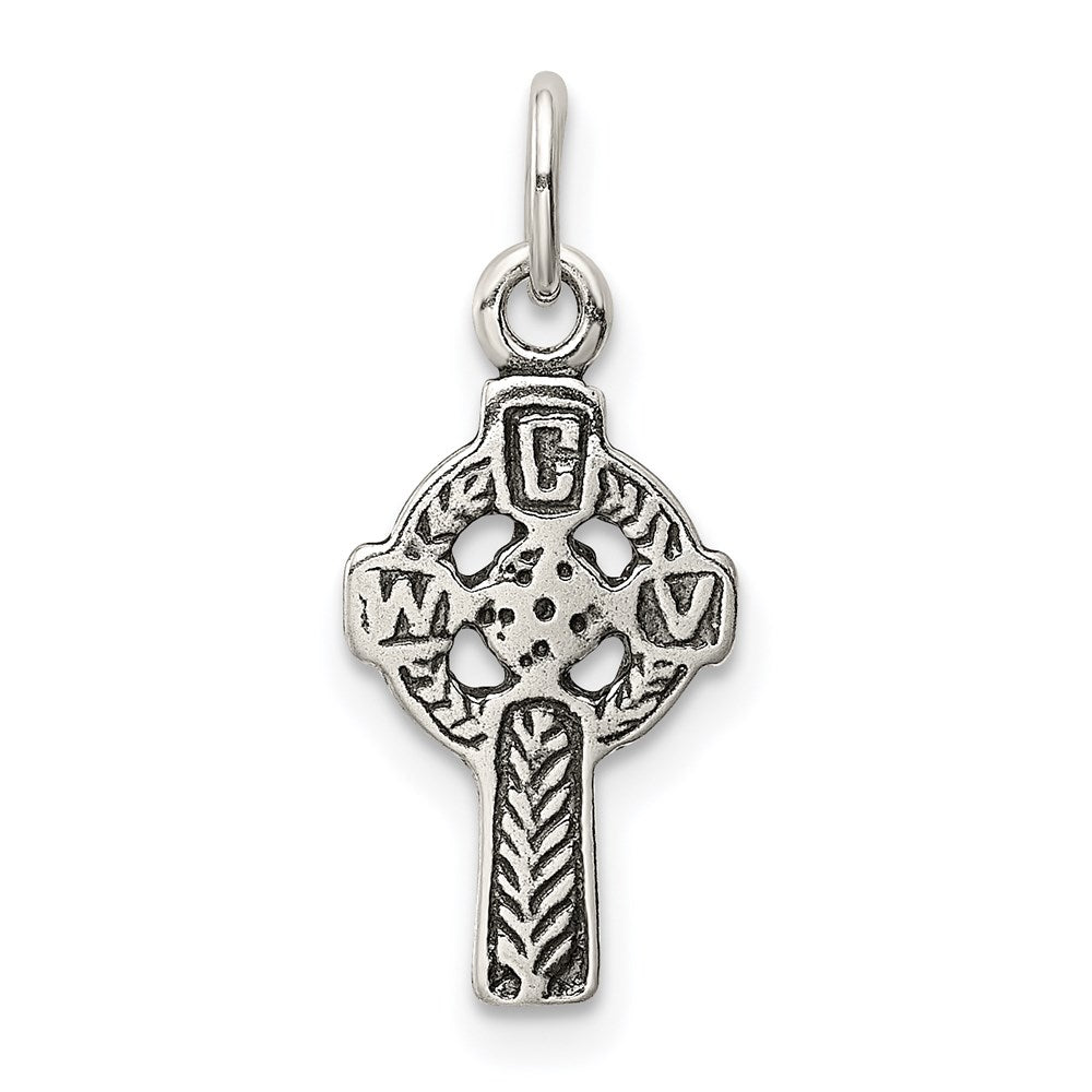 Sterling Silver Antiqued Celtic Cross Charm - Product Photo