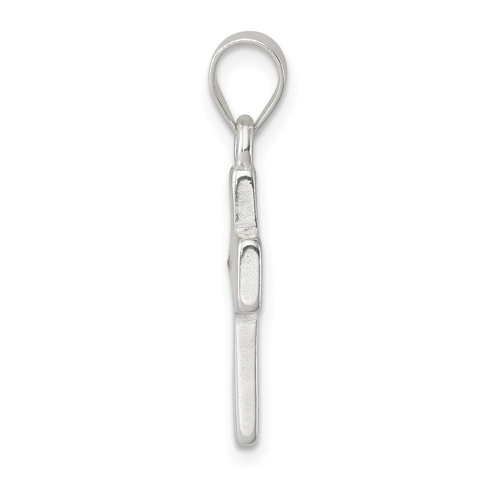 Sterling Silver Rhodium-plated Enameled Mustard Seed Cross Pendant - Product Photo