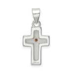 Sterling Silver Rhodium-plated Enameled Mustard Seed Cross Pendant - Product Photo