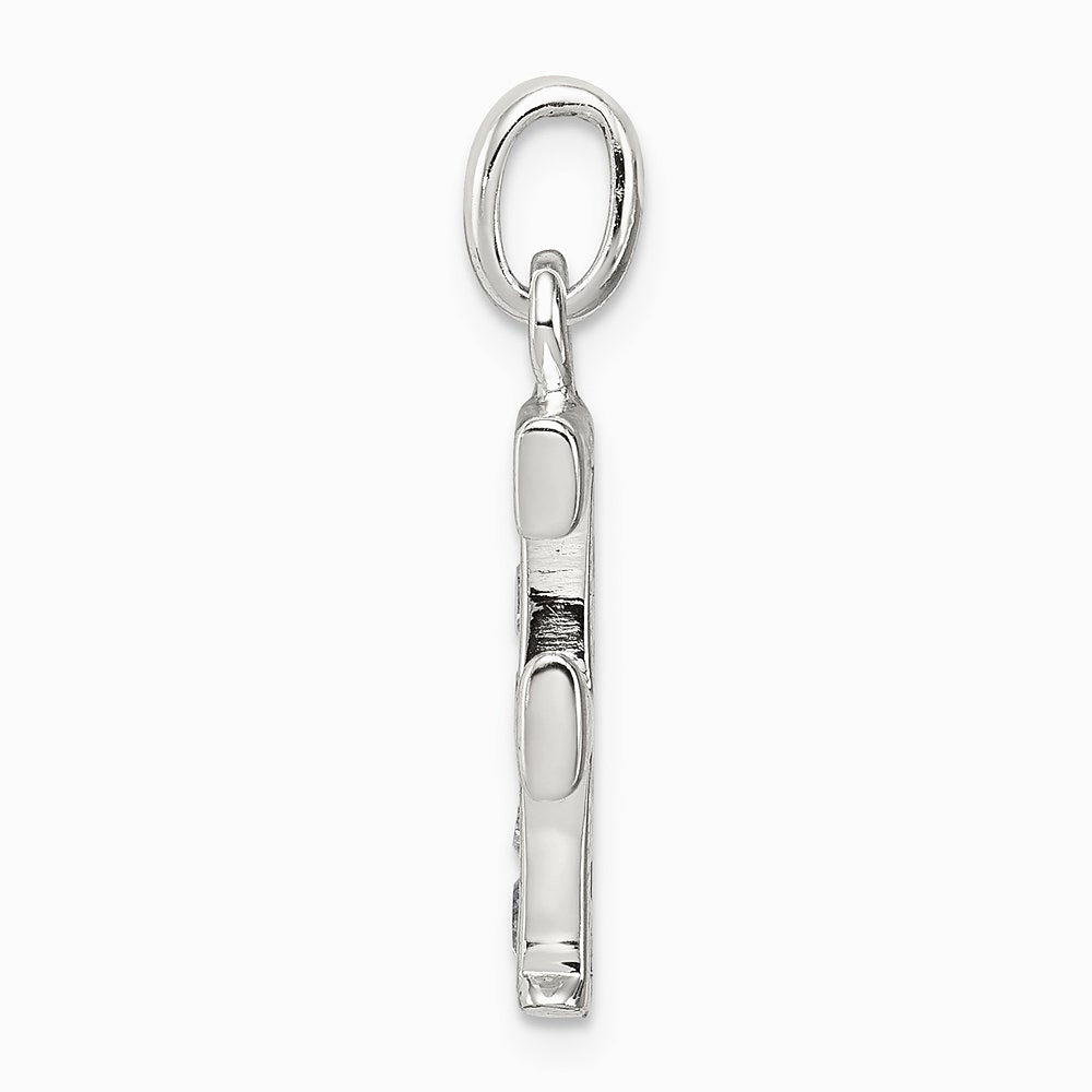 Sterling Silver White CZ Letter F Initial Pendant - Product Photo