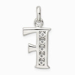 Sterling Silver White CZ Letter F Initial Pendant - Product Photo