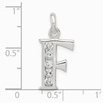 Sterling Silver White CZ Letter F Initial Pendant - Product Photo