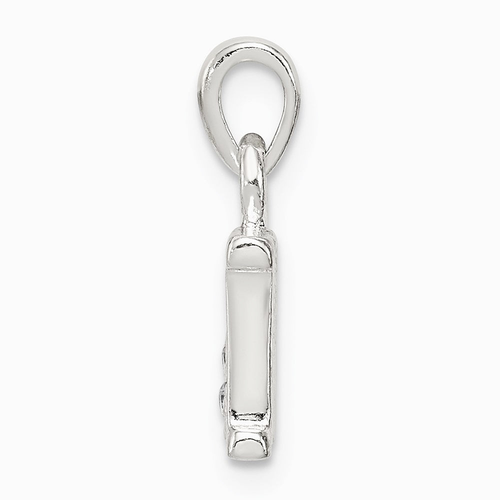 Sterling Silver CZ Letter N Initial Pendant - Product Photo