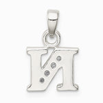 Sterling Silver CZ Letter N Initial Pendant - Product Photo