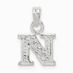 Sterling Silver CZ Letter N Initial Pendant - Product Photo