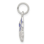 Sterling Silver Polished Mom Butterfly Enameled Charm - Product Photo