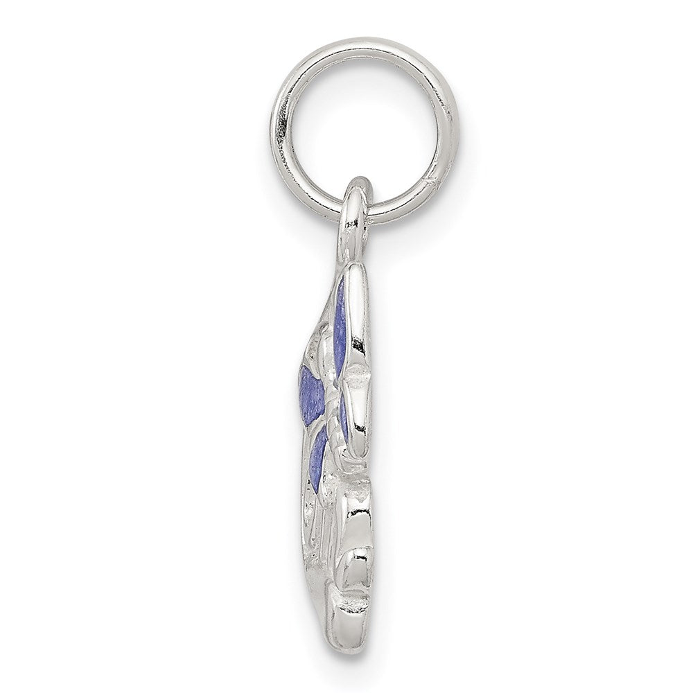Sterling Silver Polished Mom Butterfly Enameled Charm - Product Photo